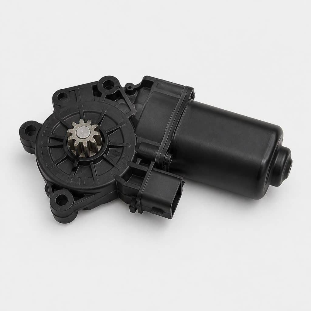 Moteur électrique lève-vitre universel présenté seul sur fond clair