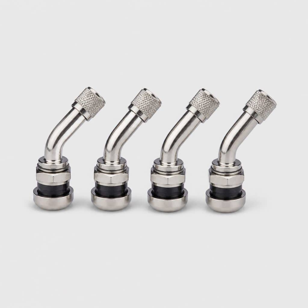 Jeu de quatre valves de pneu métalliques à visser